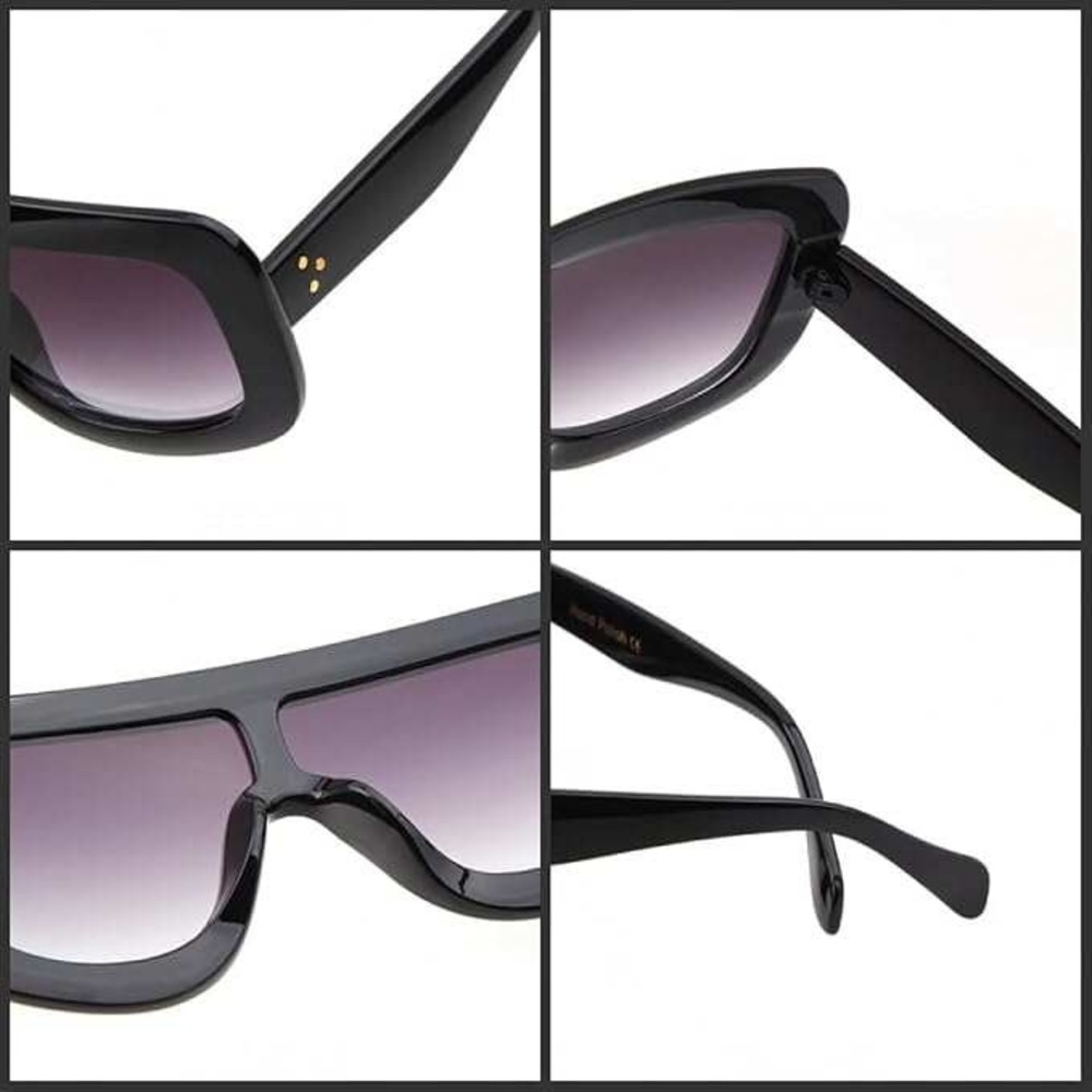 Oversized Flat Top Trendy Square Trapezoid Shape‎ Fashion Mens Womens Sunglasses - Picture 5 of 7